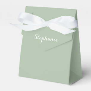 Sagegroene naam moderne elegante monogram boho bedankdoosjes