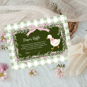 Sagegroene Nieuwe Domme Gans Gingham Luier Raffle Informatiekaartje