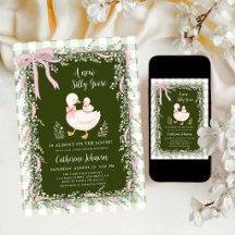Sagegroene Nieuwe Dwaze Gans Gingham Baby Shower