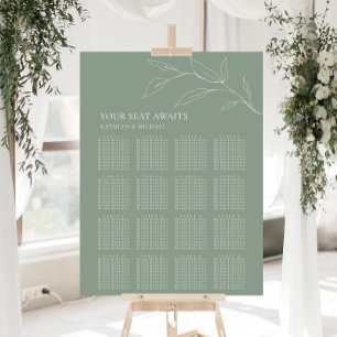 Sagegroene Olijfblad Bruiloft 16 Tafelstoelen Poster