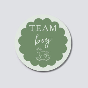 Sagegroene paard op schommel Jongen Team Geslacht Ronde Sticker