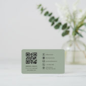 Sagegroene professionele logo QR-code  Visitekaartje (Staand voorkant)