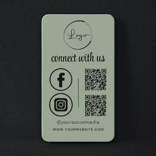 Sagegroene QR-code 'Maak contact met ons' Visitekaartje