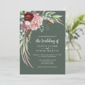 Sagegroene Rustieke Boho waterverf Bloem Kaart (Staand voorkant)