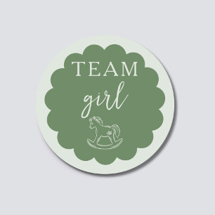 Sagegroene Schommelpaard Team Meisje Geslacht Reve Ronde Sticker