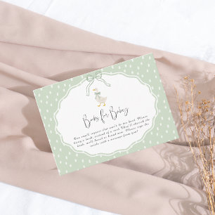Sagegroene Silly Goose Coquette Baby Shower Informatiekaartje