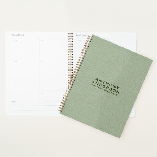 Sagegroene Stof Textuur Planner (Display)