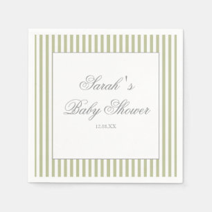 Sagegroene Strepen Baby Shower Servet