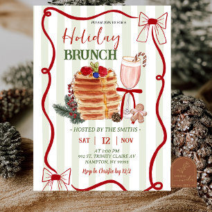 Sagegroene Strepen Kerst Brunch Kaart