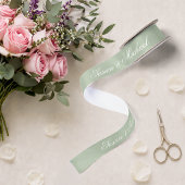 Sagegroene Trouw Elegante Script Calligrafie Lint