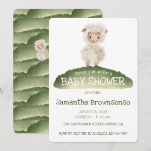 Sagegroene Verhalenboek Schapen Baby Shower Kaart
