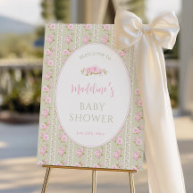 Sagegroene Vintage Bloemen Baby Shower Welkom