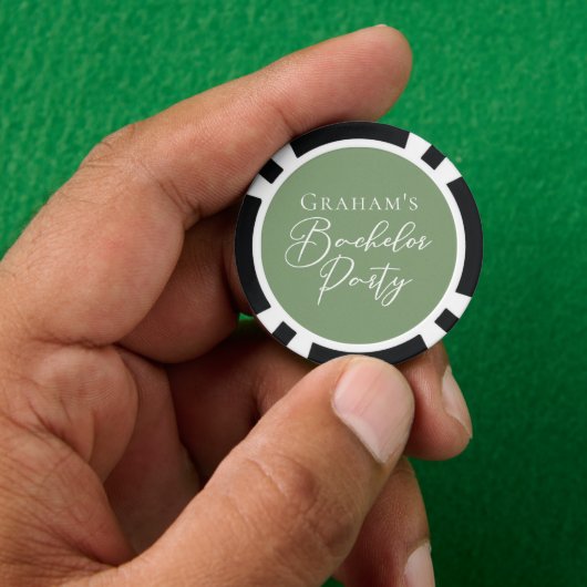 Sagegroene vrijgezellenfeest Personalized Poker Chips (Hand)