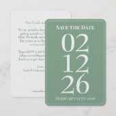 Sagegroene Whimsical Trouwkaart Save the Date Kaart (Voorkant / Achterkant)