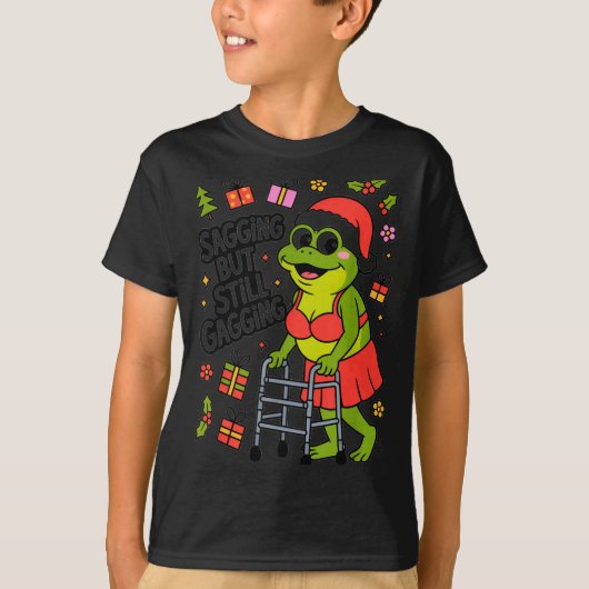 Sagging But Still Gagging Funny Christmas Frog Hol T-shirt (Voorkant)