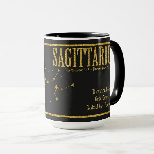 Saggitarius Zodiac Star Sign Mok (Voorkant rechts)