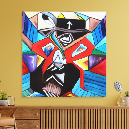 Saginaw Grant Cubism Picasso Inspired Painting Canvas Afdruk (Insitu (Woonkamer))