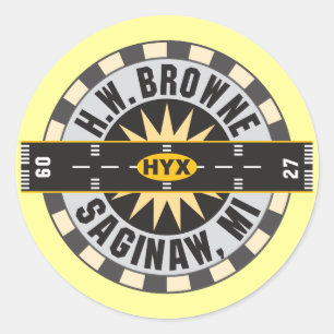 Saginaw, MI H.W. Browne Luchthaven Ronde Sticker