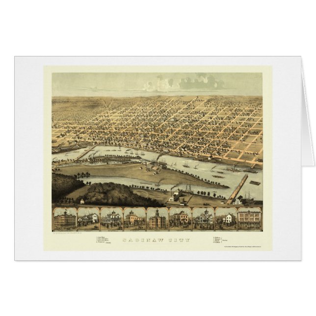 Saginaw, MI Panorama Map - 1867 (Voorkant Horizontaal)