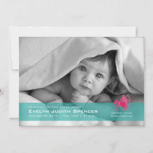 Sagittaire le Faire-part de naissance photo Archer (Devant)