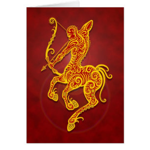 Sagittaire tribal rouge d'or complexe