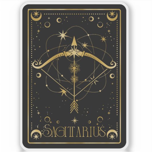 Sagittaire Zodiac Astrologie Sticker noir & blanc (Devant)