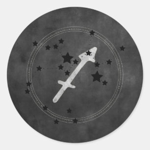 Sagittarius archer black Silver sterren zodiac ast Ronde Sticker