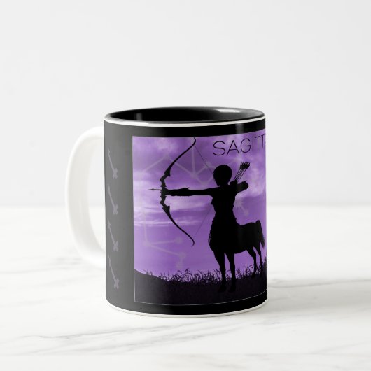 Sagittarius Archer Zodiac Mok met sporen (Voorkant links)