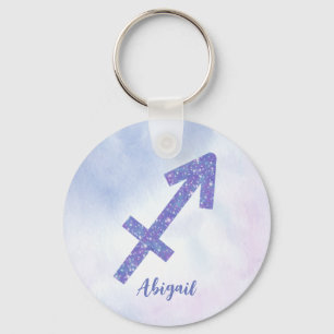 Sagittarius Astrology Sign Custom Paars Sleutelhanger