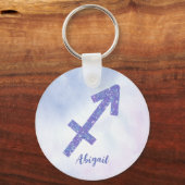  Sagittarius Astrology Sign Custom Paars Sleutelhanger (Voorkant)
