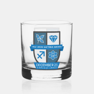 Sagittarius Birthday Crest™ December 1-21 Whisky Glas