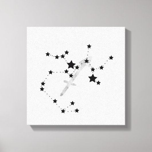Sagittarius black & Silver constellation zodiac Canvas Afdruk (Voorkant)
