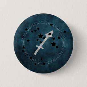 Sagittarius black & Silver constellation zodiac Ronde Button 5,7 Cm