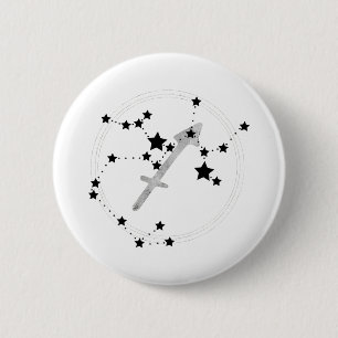 Sagittarius black & Silver constellation zodiac Ronde Button 5,7 Cm
