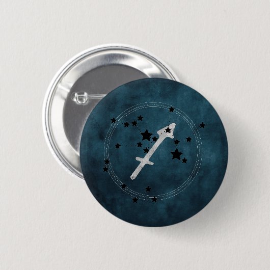 Sagittarius black & Silver constellation zodiac Ronde Button 5,7 Cm (Voorkant /achterkant)
