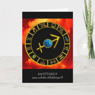 SAGITTARIUS Blau,Goud Zodiac Verjaardagskaart Kaart