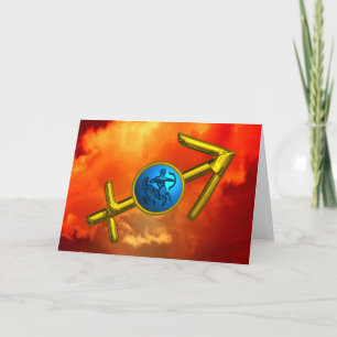 SAGITTARIUS Blauw Turquoise,Goud Zodiac Verjaardag Kaart