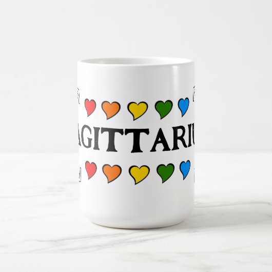 Sagittarius Coeurs arc-en-ciel Mug (Centre)