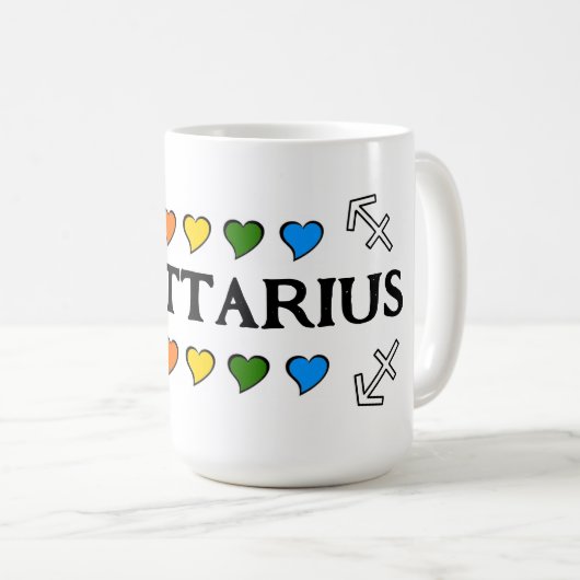 Sagittarius Coeurs arc-en-ciel Mug (Devant droit)