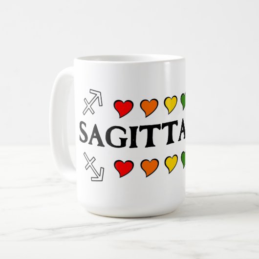 Sagittarius Coeurs arc-en-ciel Mug (Devant gauche)