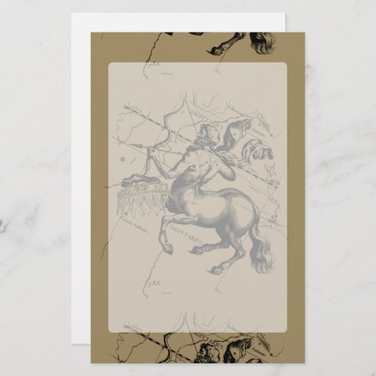 Sagittarius Constellation Carte Engraving Hevelius (Devant / Derrière)