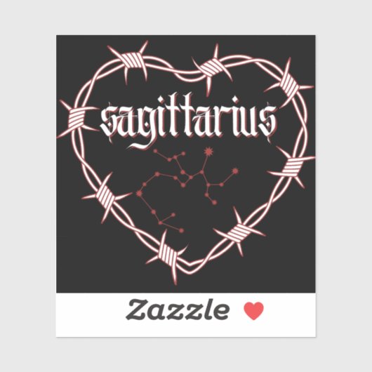 Sagittarius Constellation Gothic Barbed Wire Art Sticker (Vel)