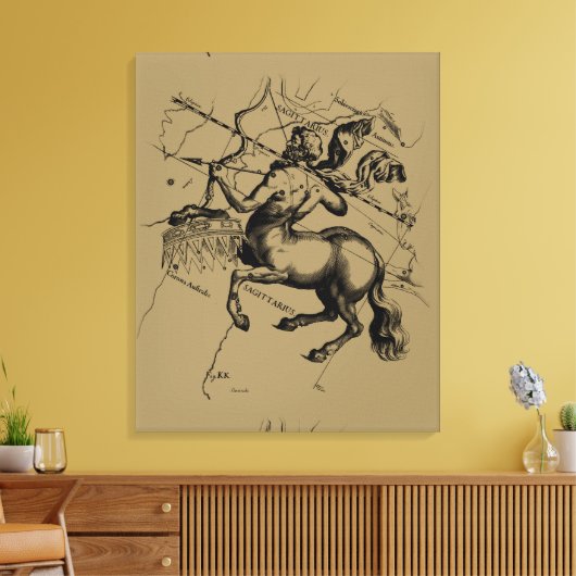 Sagittarius Constellation Hevelius 1690 Engraving Canvas Afdruk (Insitu (Woonkamer))