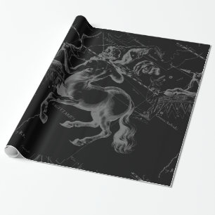 Sagittarius Constellation Hevelius Map on Black Cadeaupapier