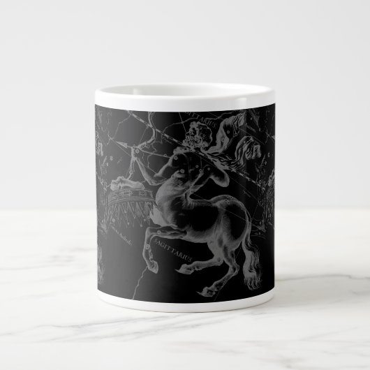Sagittarius Constellation Hevelius Map on Black Jumbo Mok (Voorkant)