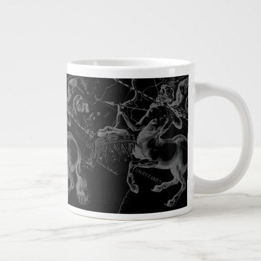 Sagittarius Constellation Hevelius Map on Black Jumbo Mok (Rechts)