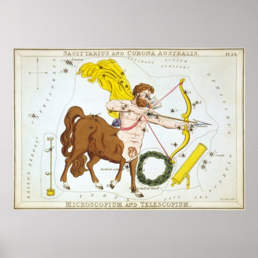 Sagittarius Constellation Map (1825) Poster (Voorkant)