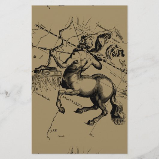 Sagittarius Constellation Map Engraving Hevelius Briefpapier (Voorkant)