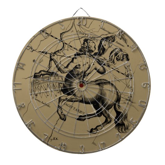 Sagittarius Constellation Map Engraving Hevelius Dartbord (Voorkant)