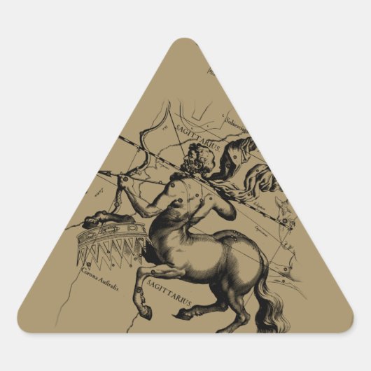 Sagittarius Constellation Map Engraving Hevelius Driehoek Sticker (Voorkant)